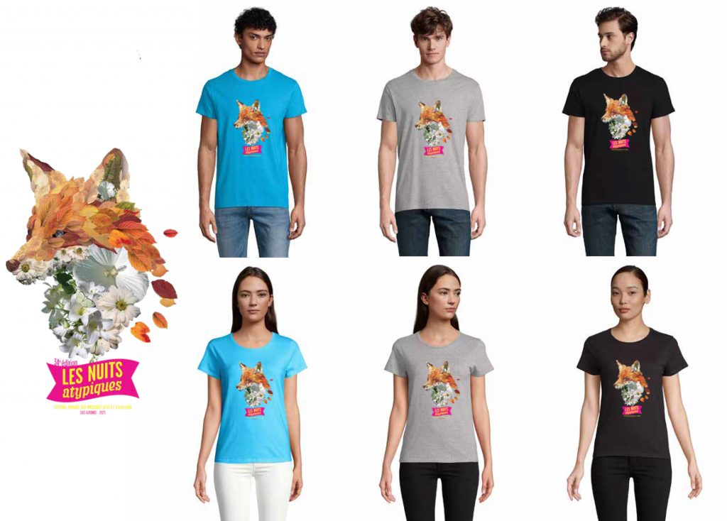 Photo des T-shirts de la 34e édition des Nuits Atypiques 2025